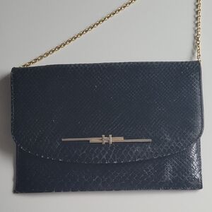 VINTAGE Elegant Black Snake Print Clutch Purse